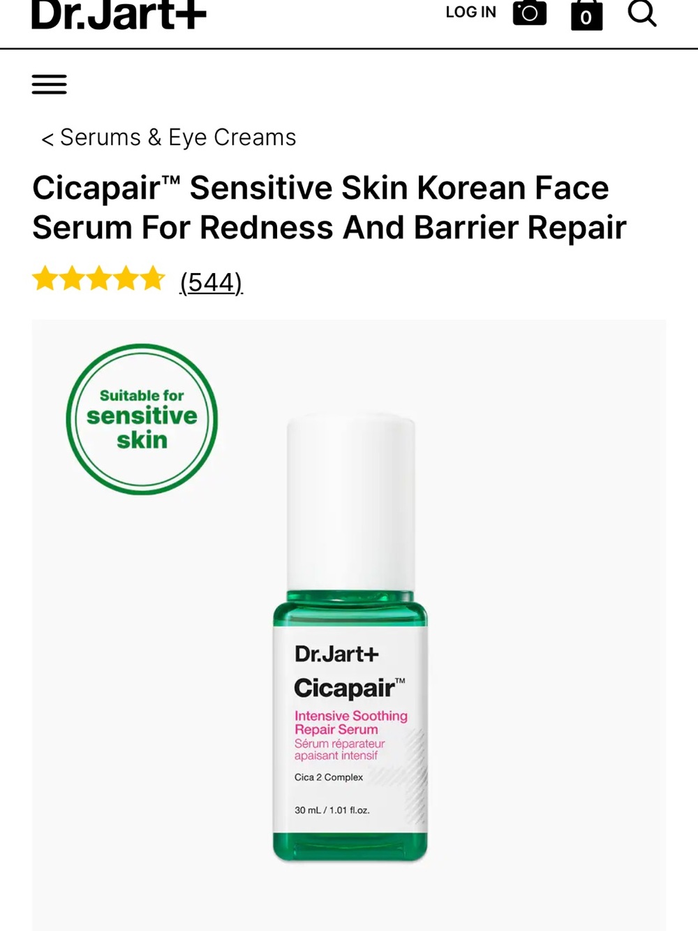 DR JART Cicapair Intensive Soothing Repair Serum